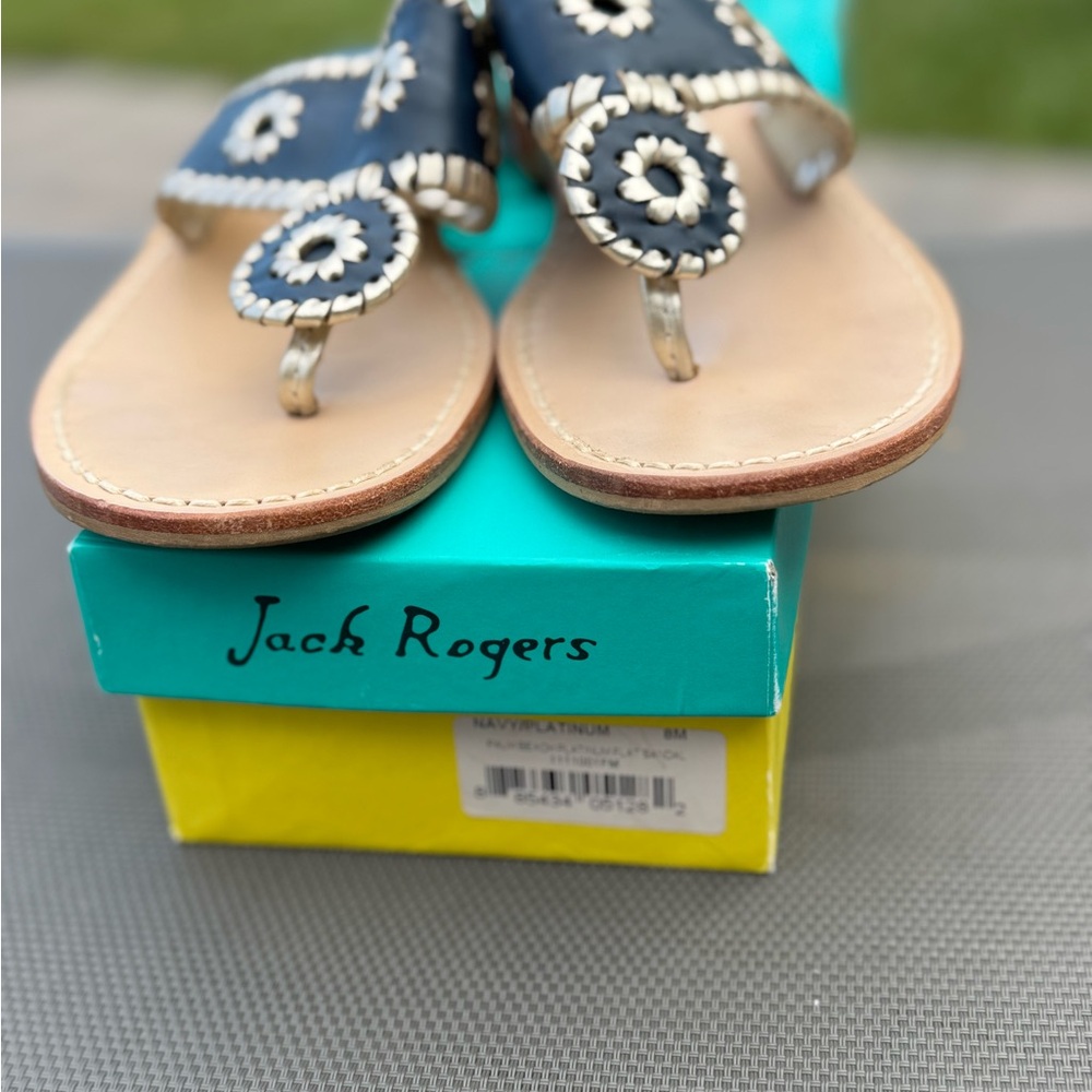 Jack Rogers Women's Navy Sandals with Platinum Accents - size 8M - Picture 4 of 6